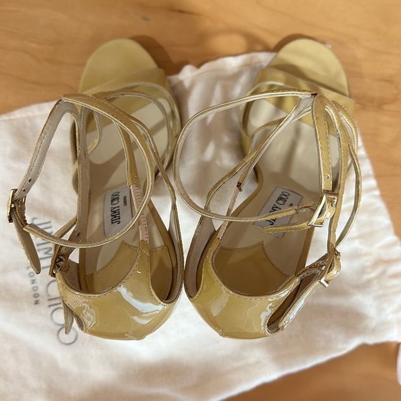 Jimmy Choo Metallic Gold Strappy Heels - Picture 5 of 9